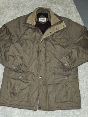 VINTAGE St Johns Bay Jacket Mens L Large Brown Winter Coat Quilted Parka